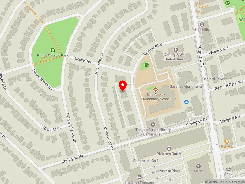 RentSafeTO apartment evaluation map view of 14 SARANAC BLVD in Eglinton-Lawrence, Toronto