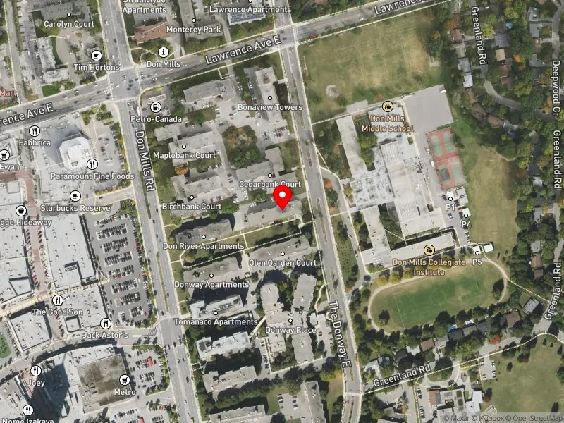 RentSafeTO apartment evaluation satellite view of 14 THE DONWAY E in Don Valley East, Toronto
