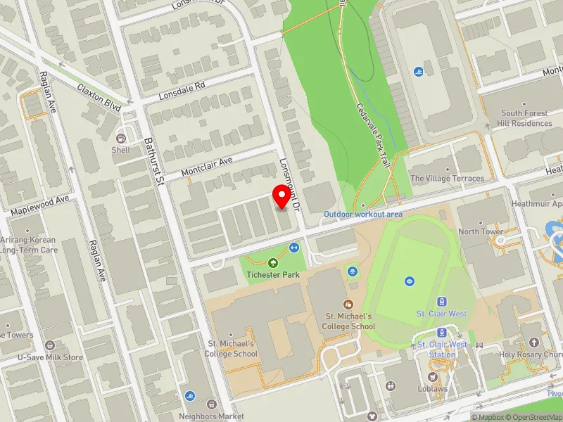 RentSafeTO apartment evaluation map view of 14 TICHESTER RD in Toronto-St. Paul's, Toronto