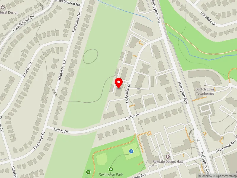 RentSafeTO apartment evaluation map view of 14 TORBOLTON DR in Etobicoke North, Toronto