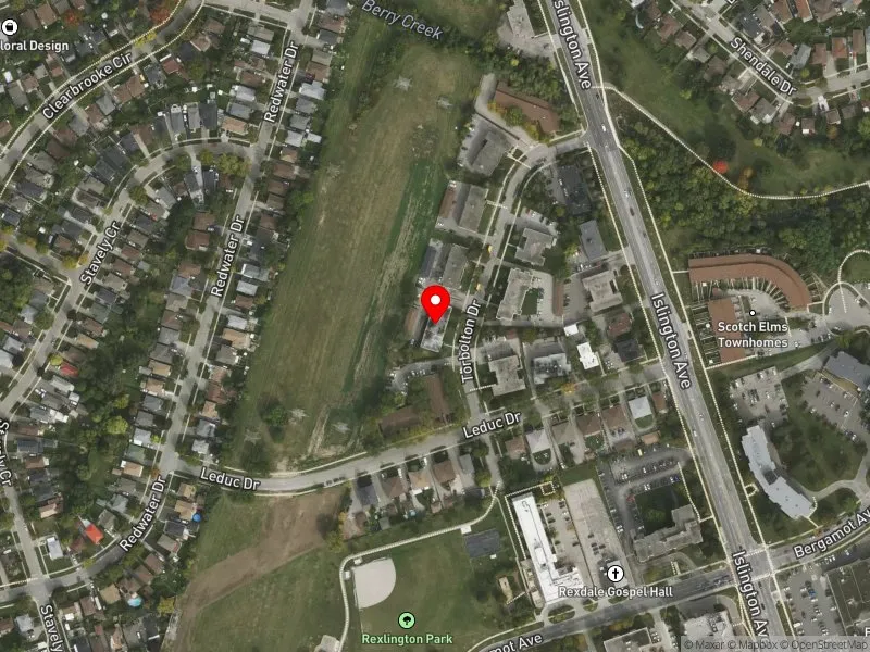 RentSafeTO apartment evaluation satellite view of 14 TORBOLTON DR in Etobicoke North, Toronto