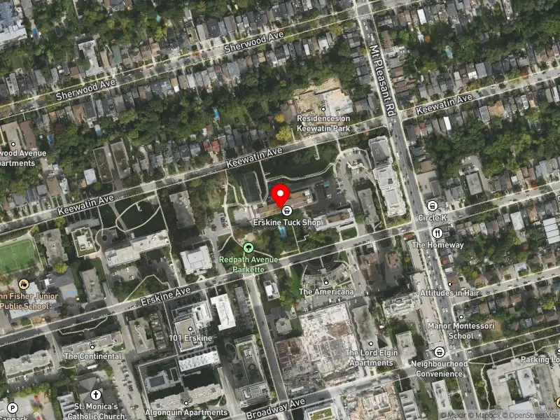 RentSafeTO apartment evaluation satellite view of 140 ERSKINE AVE in Don Valley West, Toronto