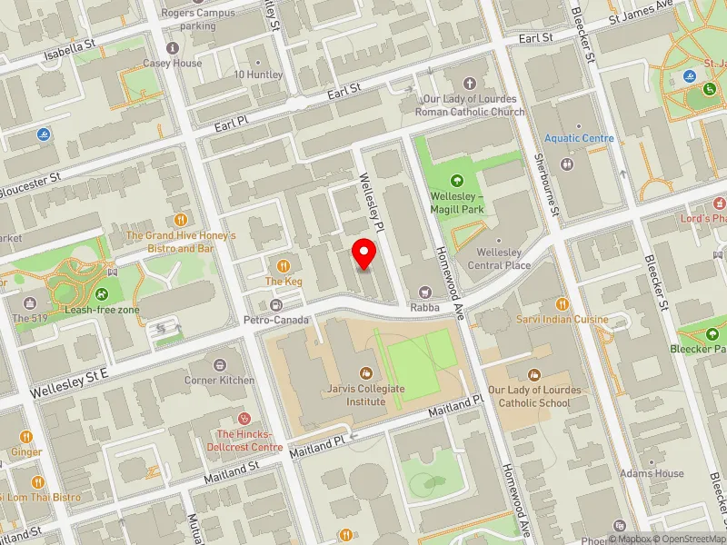 RentSafeTO apartment evaluation map view of 140 WELLESLEY ST E in Toronto Centre, Toronto