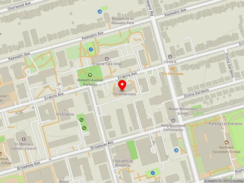 RentSafeTO apartment evaluation map view of 141 ERSKINE AVE in Don Valley West, Toronto