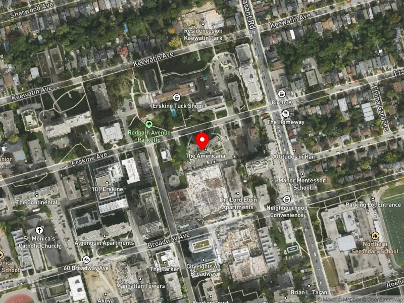 RentSafeTO apartment evaluation satellite view of 141 ERSKINE AVE in Don Valley West, Toronto