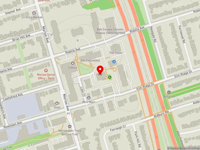 RentSafeTO apartment evaluation map view of 141 LYON CRT in Eglinton-Lawrence, Toronto