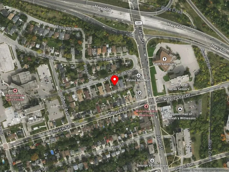 RentSafeTO apartment evaluation satellite view of 141 WOODWARD AVE in York South-Weston, Toronto