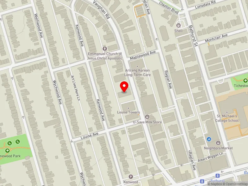 RentSafeTO apartment evaluation map view of 142 VAUGHAN RD in Toronto-St. Paul's, Toronto