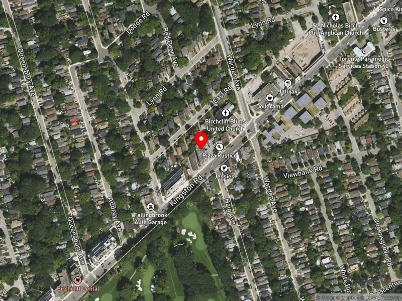 RentSafeTO apartment evaluation satellite view of 1420 KINGSTON RD in Scarborough Southwest, Toronto