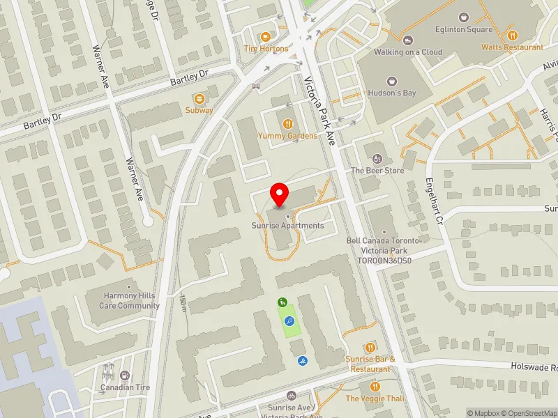 RentSafeTO apartment evaluation map view of 1420 VICTORIA PARK AVE in Don Valley East, Toronto