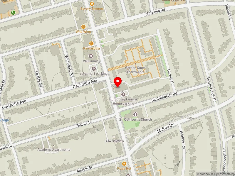 RentSafeTO apartment evaluation map view of 1425 BAYVIEW AVE in Don Valley West, Toronto