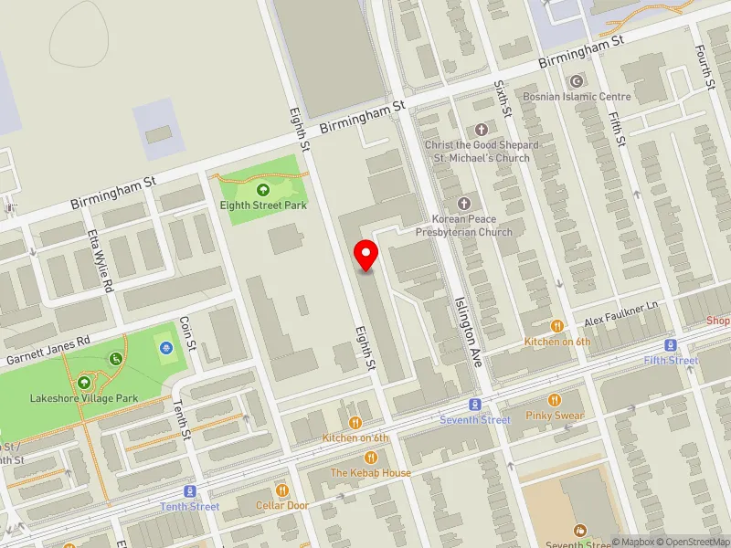 RentSafeTO apartment evaluation map view of 143 EIGHTH ST in Etobicoke-Lakeshore, Toronto