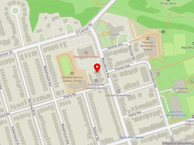 RentSafeTO apartment evaluation map view of 1430 WOODBINE AVE in Beaches-East York, Toronto