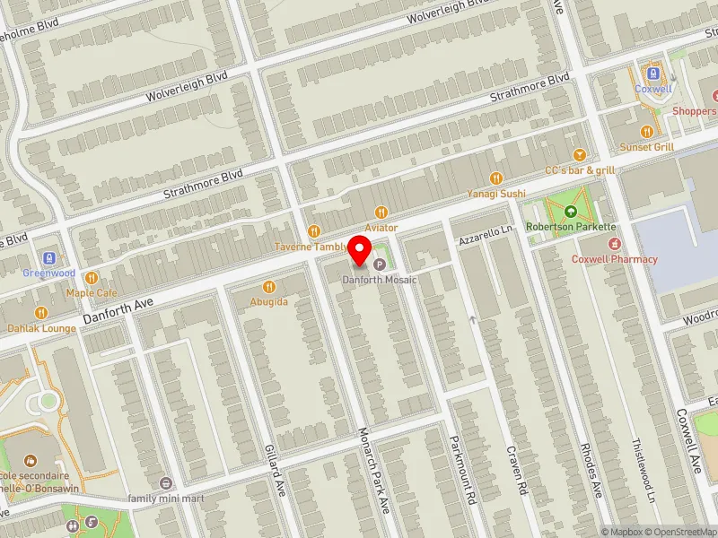 RentSafeTO apartment evaluation map view of 1435 DANFORTH AVE in Toronto-Danforth, Toronto