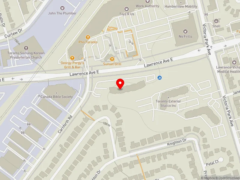 RentSafeTO apartment evaluation map view of 1441 LAWRENCE AVE E in Don Valley East, Toronto