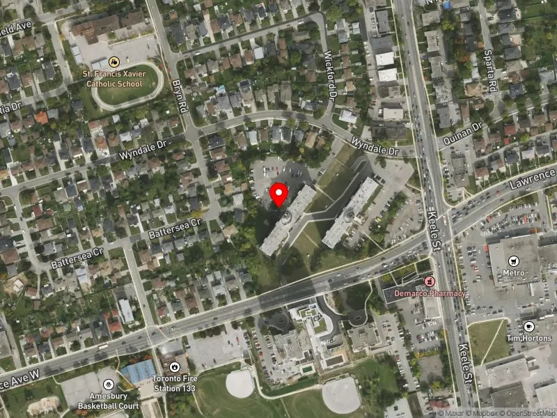 RentSafeTO apartment evaluation satellite view of 1442 LAWRENCE AVE W in York South-Weston, Toronto