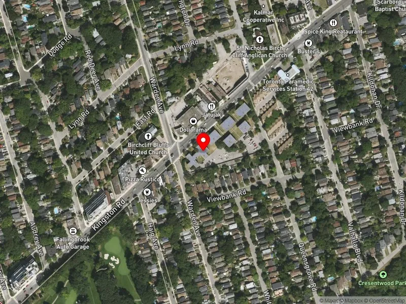RentSafeTO apartment evaluation satellite view of 1449 KINGSTON RD in Scarborough Southwest, Toronto