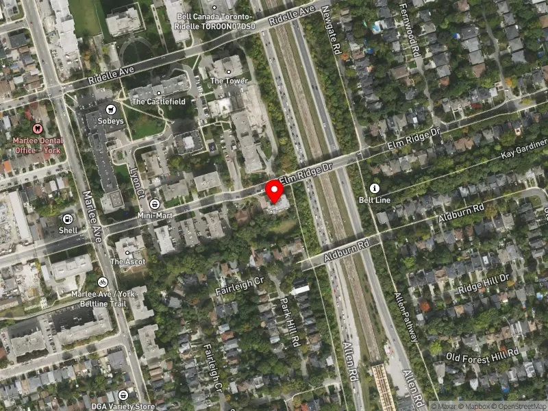 RentSafeTO apartment evaluation satellite view of 145 ELM RIDGE DR in Eglinton-Lawrence, Toronto