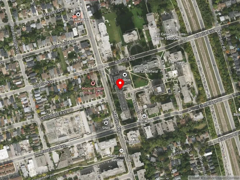 RentSafeTO apartment evaluation satellite view of 145 MARLEE AVE in Eglinton-Lawrence, Toronto