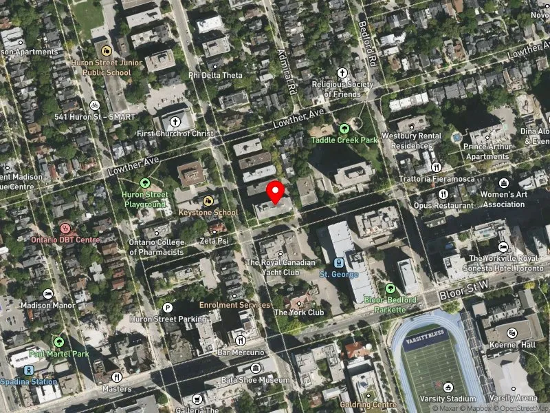 RentSafeTO apartment evaluation satellite view of 145 ST GEORGE ST in University-Rosedale, Toronto