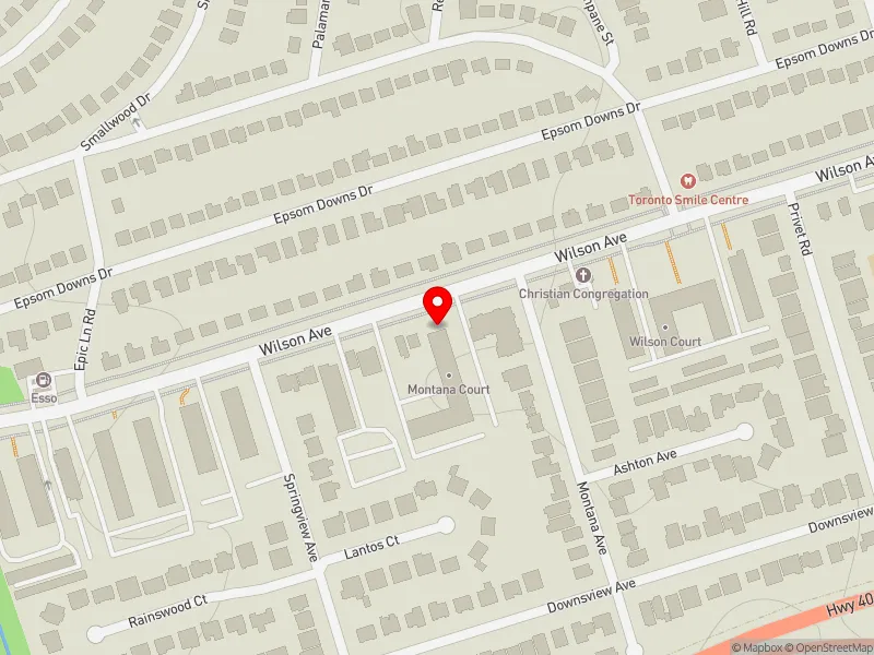 RentSafeTO apartment evaluation map view of 1455 WILSON AVE in York Centre, Toronto