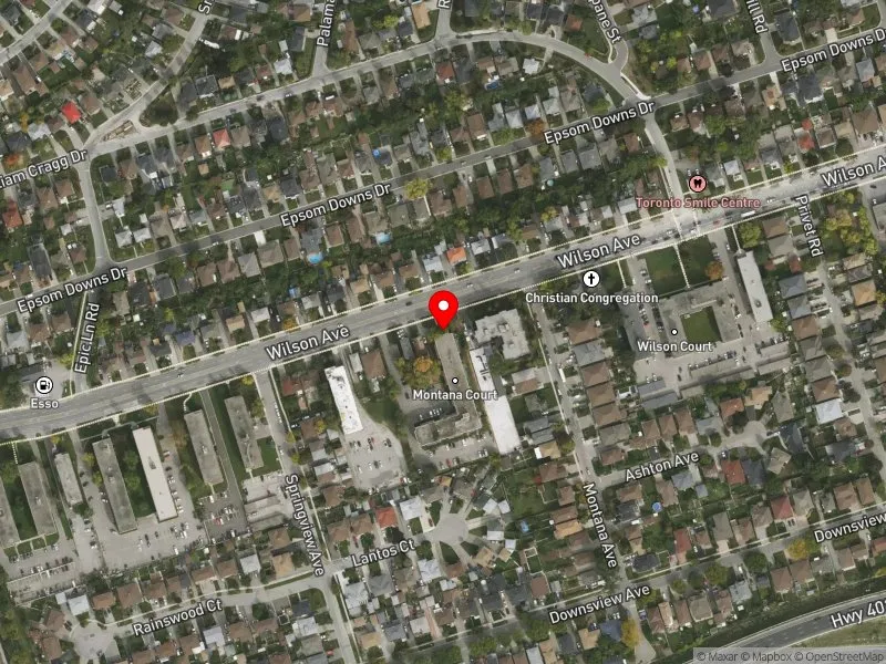 RentSafeTO apartment evaluation satellite view of 1455 WILSON AVE in York Centre, Toronto