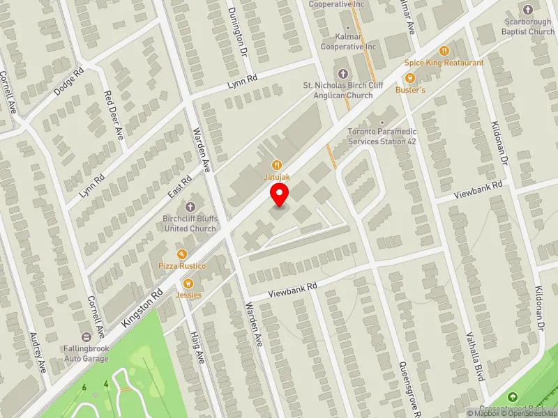 RentSafeTO apartment evaluation map view of 1457 KINGSTON RD in Scarborough Southwest, Toronto
