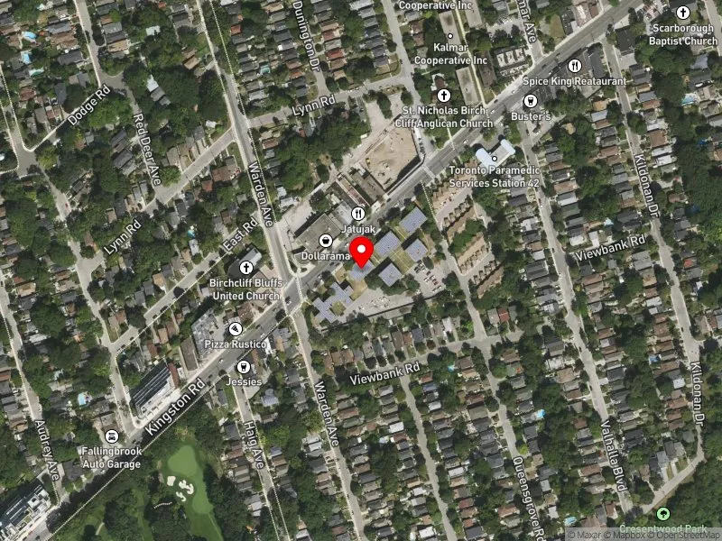 RentSafeTO apartment evaluation satellite view of 1457 KINGSTON RD in Scarborough Southwest, Toronto