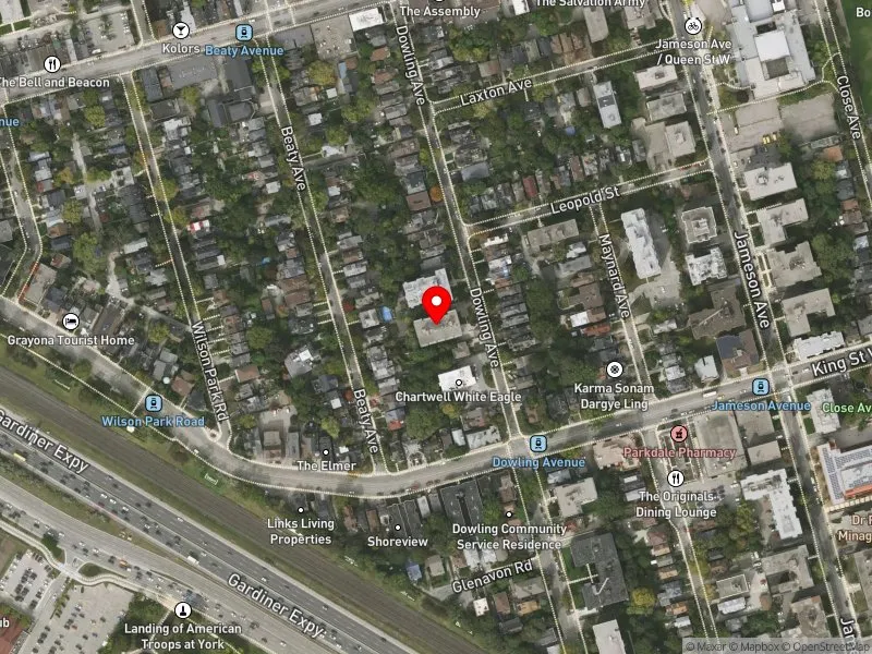 RentSafeTO apartment evaluation satellite view of 146 DOWLING AVE in Parkdale-High Park, Toronto