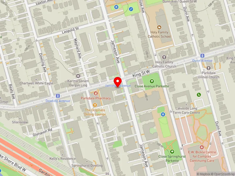 RentSafeTO apartment evaluation map view of 146 JAMESON AVE in Parkdale-High Park, Toronto