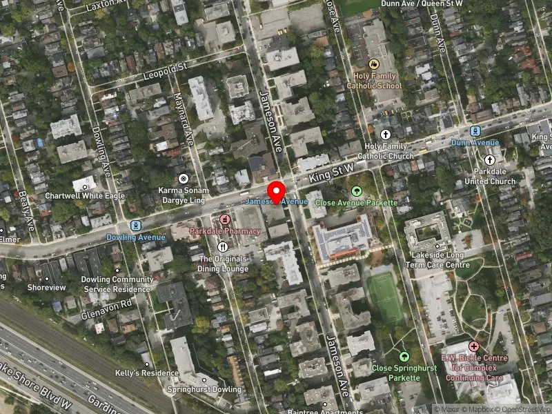 RentSafeTO apartment evaluation satellite view of 146 JAMESON AVE in Parkdale-High Park, Toronto