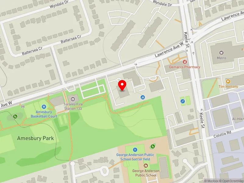 RentSafeTO apartment evaluation map view of 1465 LAWRENCE AVE W in York South-Weston, Toronto