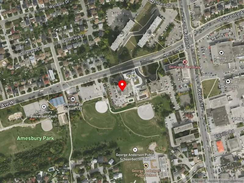 RentSafeTO apartment evaluation satellite view of 1465 LAWRENCE AVE W in York South-Weston, Toronto