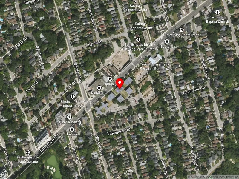 RentSafeTO apartment evaluation satellite view of 1469 KINGSTON RD in Scarborough Southwest, Toronto