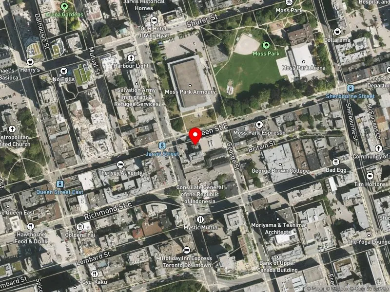 RentSafeTO apartment evaluation satellite view of 147 QUEEN ST E in Toronto Centre, Toronto