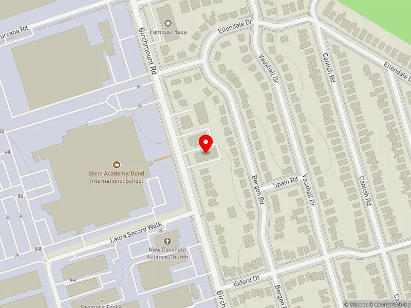 RentSafeTO apartment evaluation map view of 1475 BIRCHMOUNT RD in Scarborough Centre, Toronto