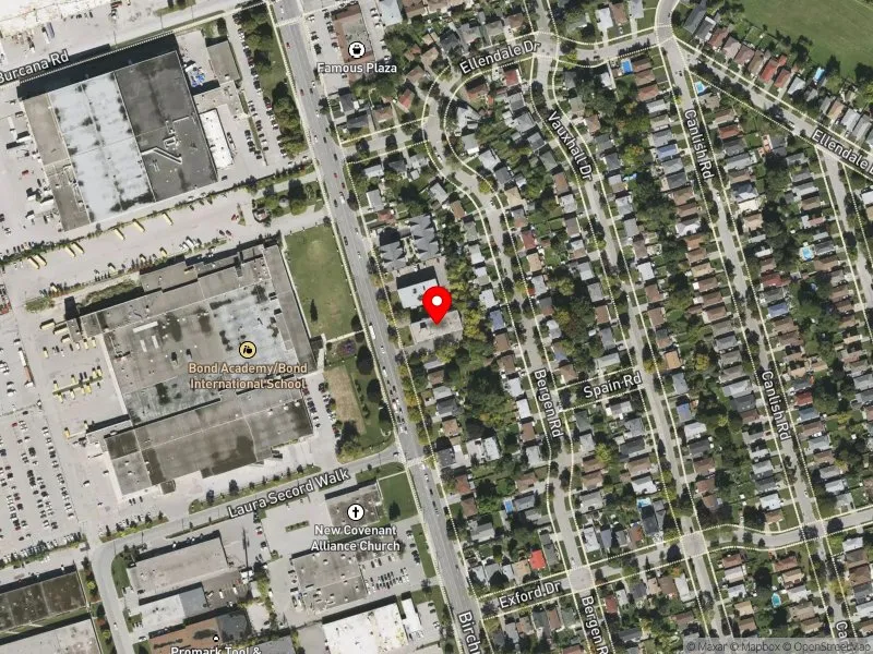 RentSafeTO apartment evaluation satellite view of 1475 BIRCHMOUNT RD in Scarborough Centre, Toronto