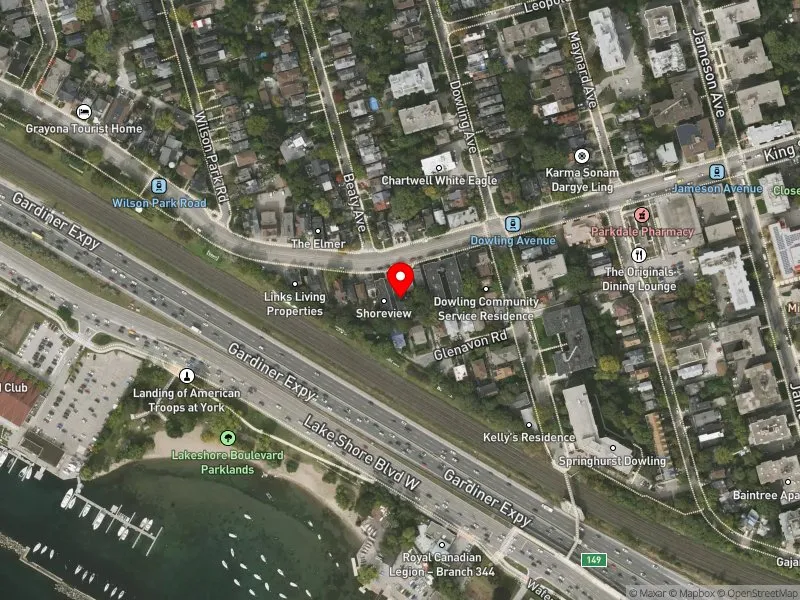 RentSafeTO apartment evaluation satellite view of 1475 KING ST W in Parkdale-High Park, Toronto