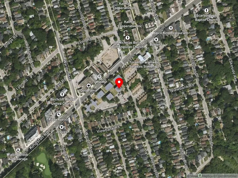RentSafeTO apartment evaluation satellite view of 1475 KINGSTON RD in Scarborough Southwest, Toronto