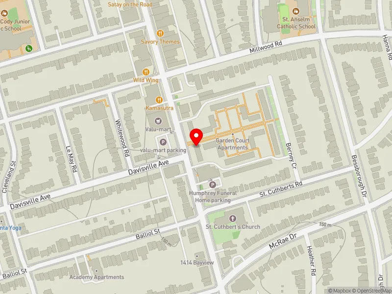 RentSafeTO apartment evaluation map view of 1477 BAYVIEW AVE in Don Valley West, Toronto