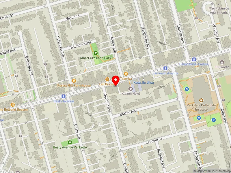 RentSafeTO apartment evaluation map view of 1479 QUEEN ST W in Parkdale-High Park, Toronto