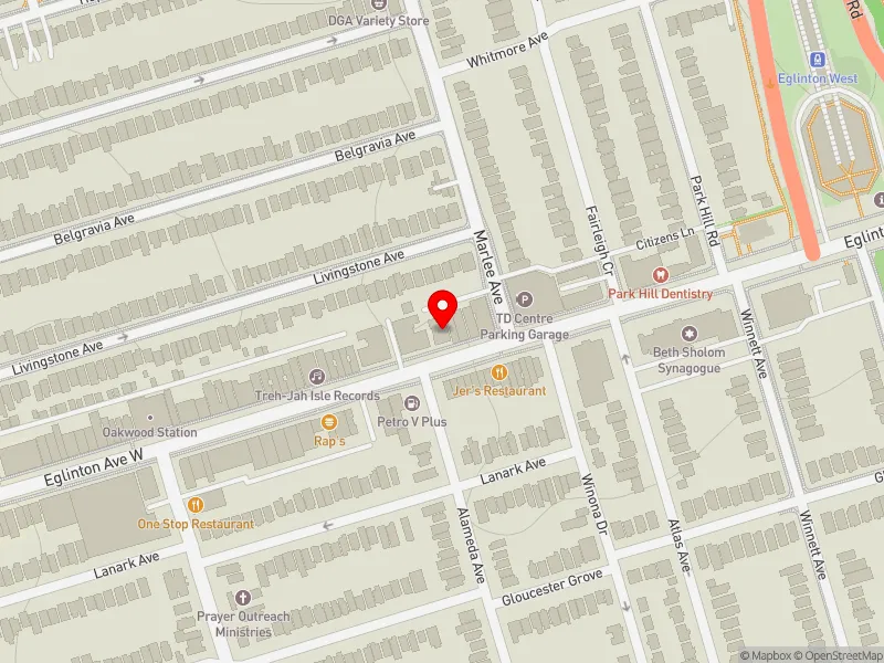 RentSafeTO apartment evaluation map view of 1480 EGLINTON AVE W in Eglinton-Lawrence, Toronto