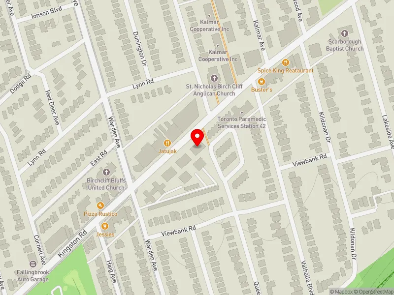 RentSafeTO apartment evaluation map view of 1481 KINGSTON RD in Scarborough Southwest, Toronto