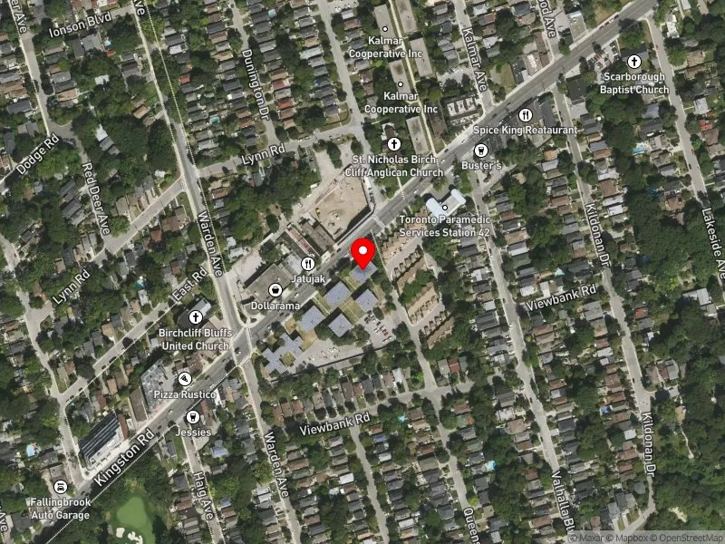 RentSafeTO apartment evaluation satellite view of 1481 KINGSTON RD in Scarborough Southwest, Toronto