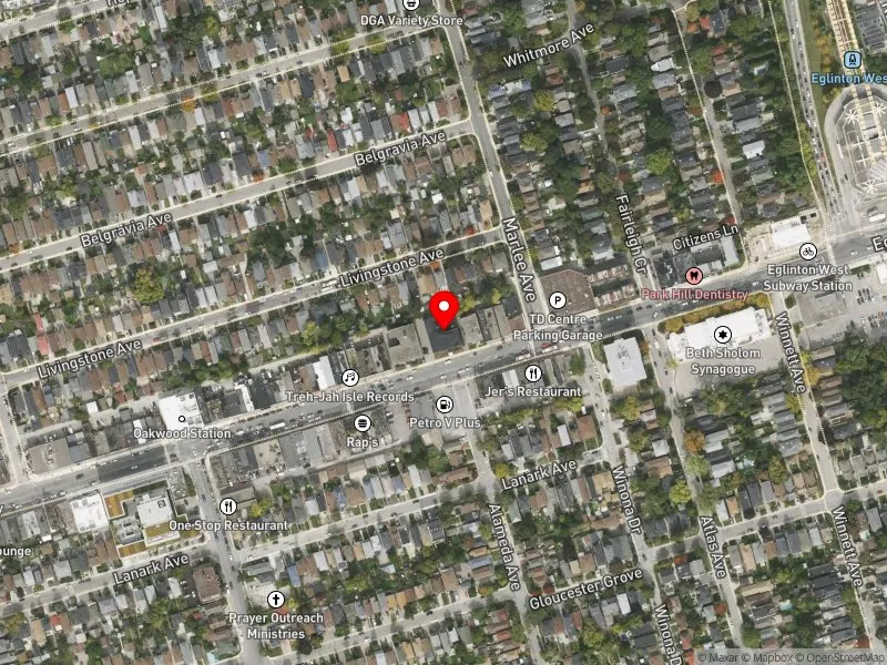 RentSafeTO apartment evaluation satellite view of 1490 EGLINTON AVE W in Eglinton-Lawrence, Toronto