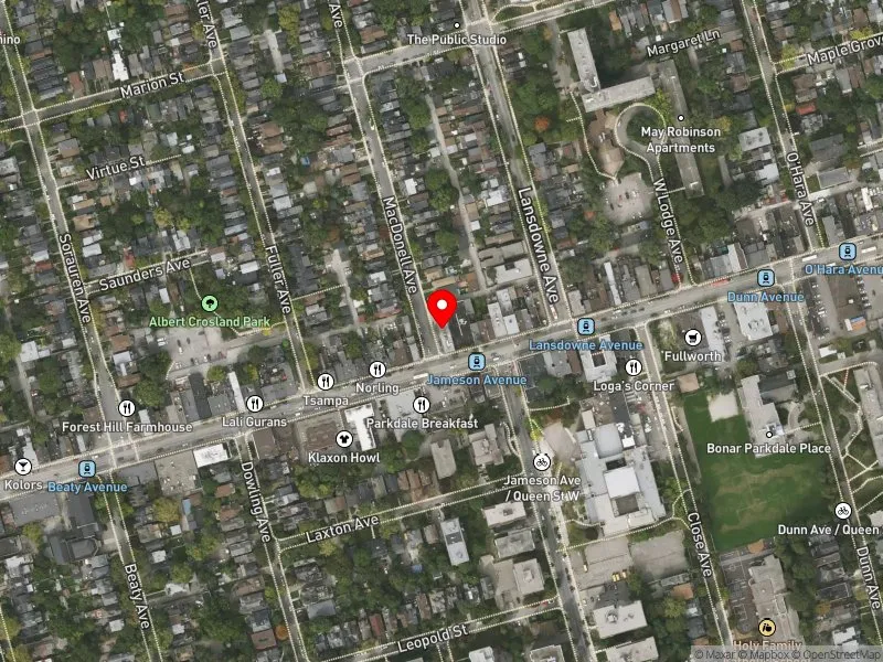 RentSafeTO apartment evaluation satellite view of 1496 QUEEN ST W in Parkdale-High Park, Toronto