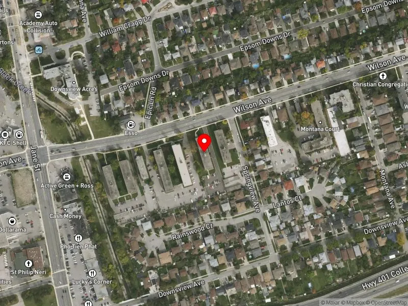 RentSafeTO apartment evaluation satellite view of 1497 WILSON AVE in York Centre, Toronto