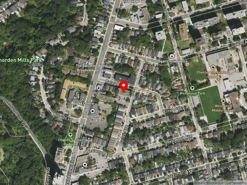 RentSafeTO apartment evaluation satellite view of 15 BATER AVE in Toronto-Danforth, Toronto