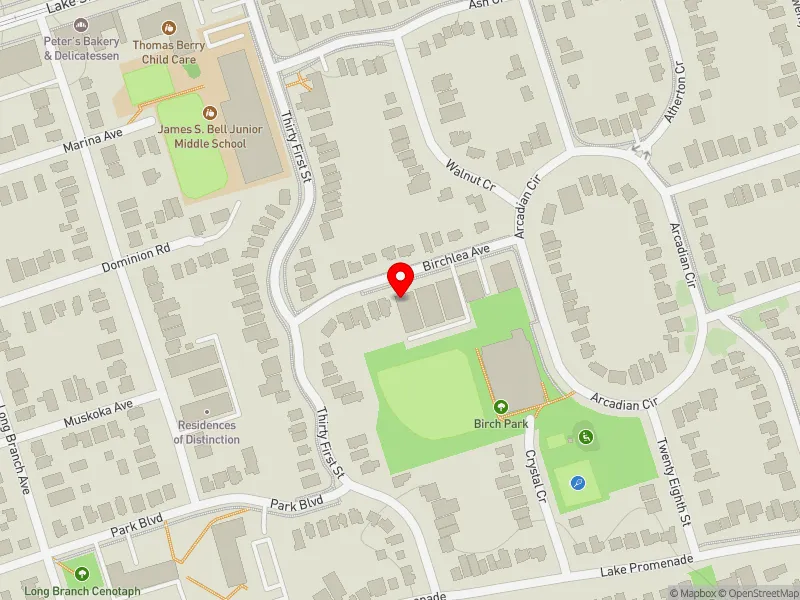 RentSafeTO apartment evaluation map view of 15 BIRCHLEA AVE in Etobicoke-Lakeshore, Toronto