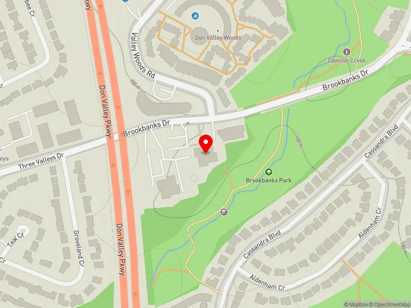 RentSafeTO apartment evaluation map view of 15 BROOKBANKS DR in Don Valley East, Toronto